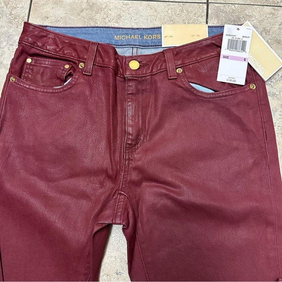 NWTs Michael Kors Izzy Skinny Size 6 Merlot Skinny Jeans - Picture 3 of 5